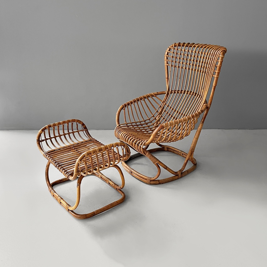 Poltrona e pouf B4 di Tito Agnoli per Bonacina, 1950 ca.