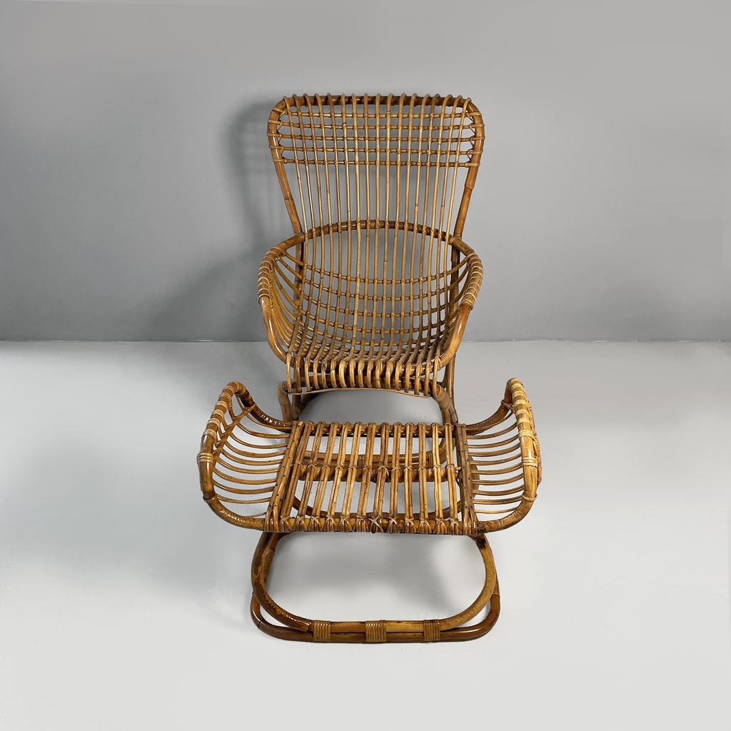 Poltrona e pouf B4 di Tito Agnoli per Bonacina, 1950 ca.
