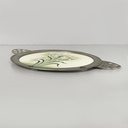 Vassoio con fiori in ceramica e metallo, 1930 ca.