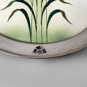 Vassoio con fiori in ceramica e metallo, 1930 ca.