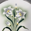 Vassoio con fiori in ceramica e metallo, 1930 ca.