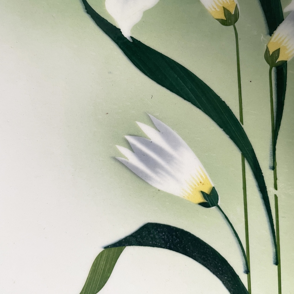 Vassoio con fiori in ceramica e metallo, 1930 ca.