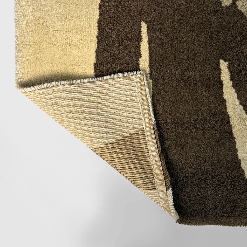 Tappeto a pelo medio in beige e marrone, 1970 ca.