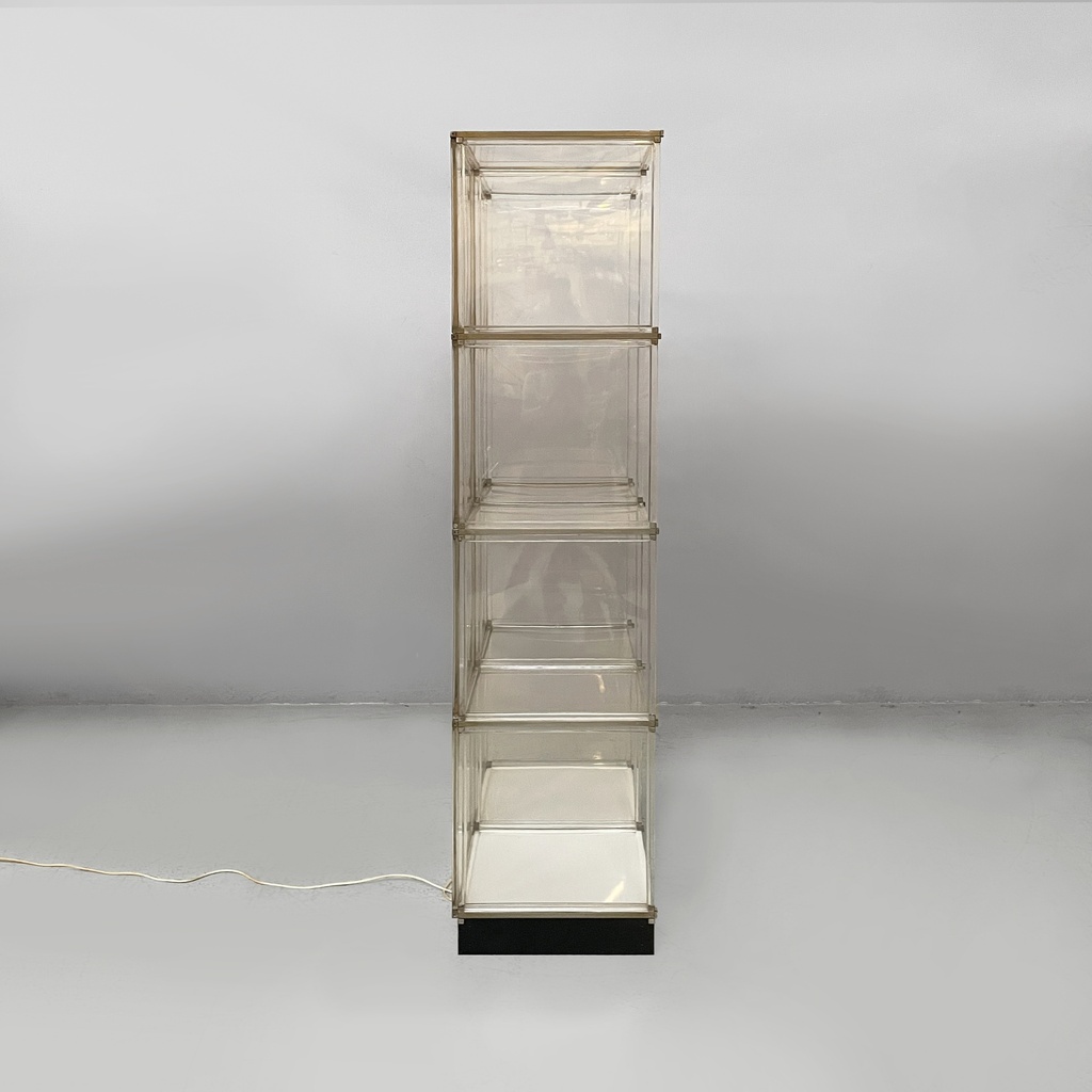 Libreria con lampada in plexiglass, 1970 ca.