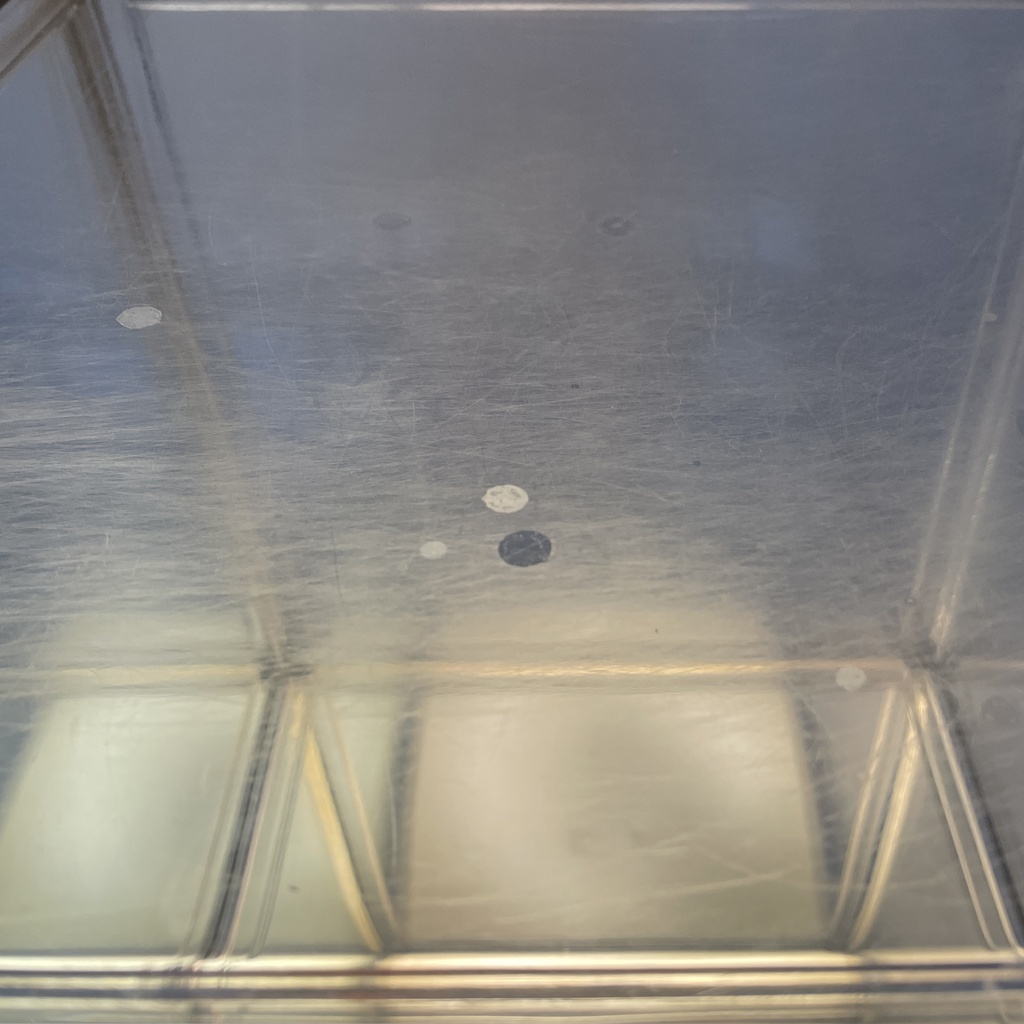 Libreria con lampada in plexiglass, 1970 ca.