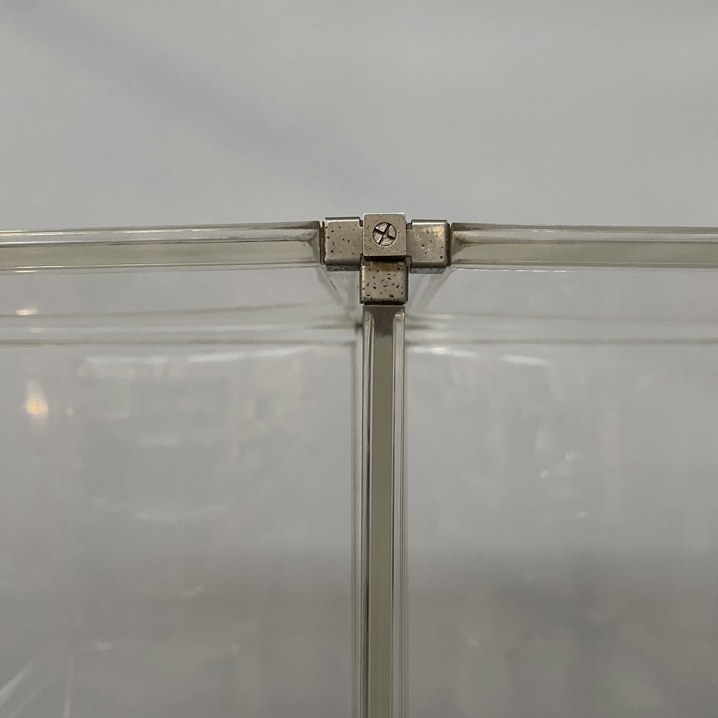 Libreria con lampada in plexiglass, 1970 ca.