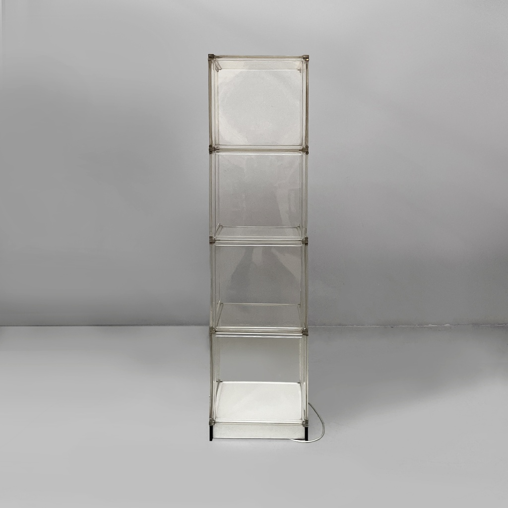 Libreria con lampada in plexiglass, 1970 ca.