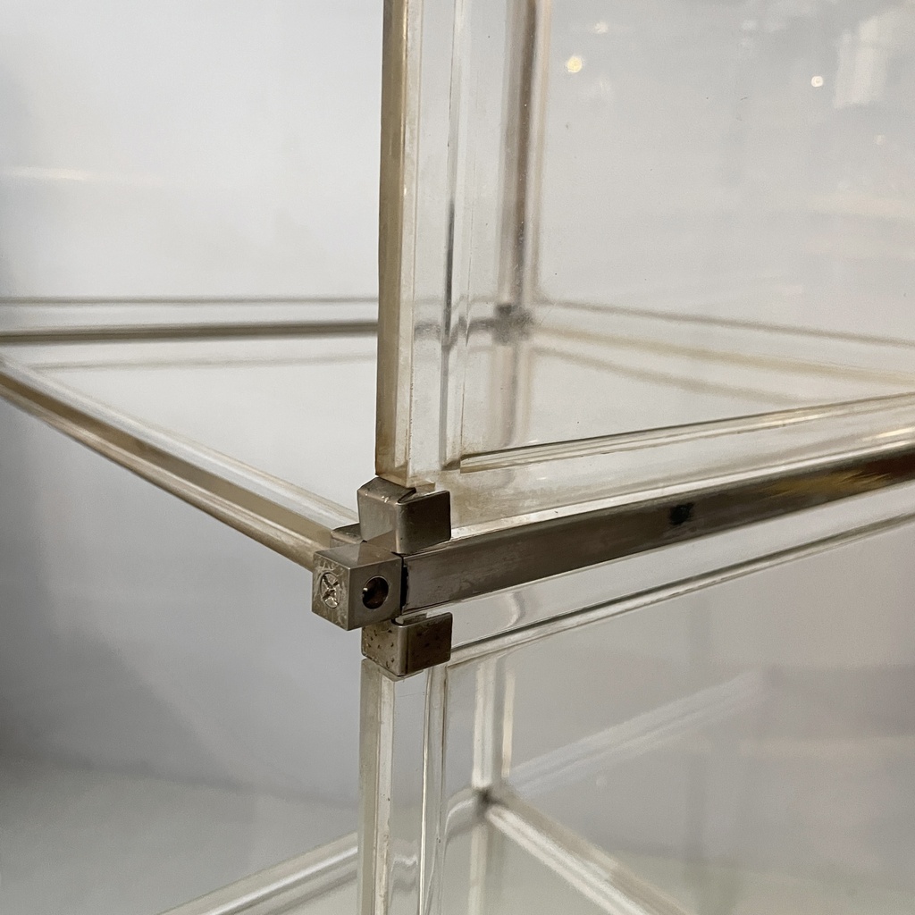 Libreria con lampada in plexiglass, 1970 ca.