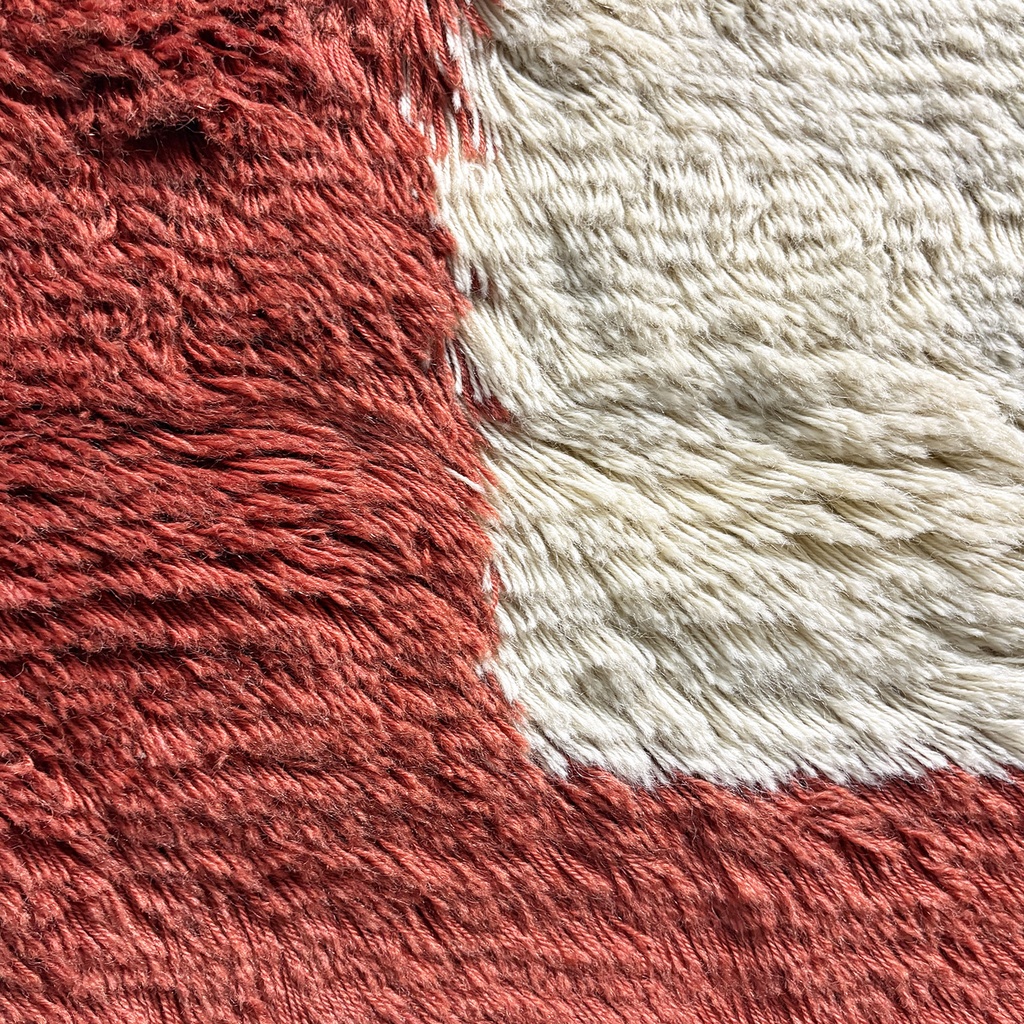 Tappeto a pelo medio in beige, rosso e marrone, 1970 ca.
