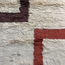 Tappeto a pelo medio in beige, rosso e marrone, 1970 ca.