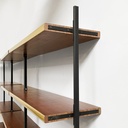Libreria in legno, ottone e metallo nero, 1960 ca.
