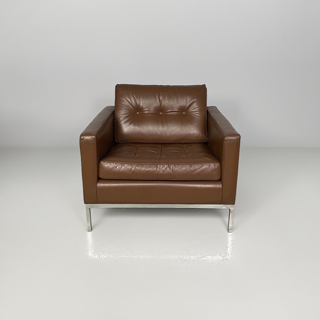 Poltrone in pelle marrone di  Florence Koll, 1970 ca.