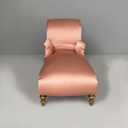 Chaise longue in raso rosa e legno dorato, 1800 ca.