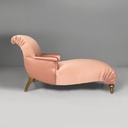 Chaise longue in raso rosa e legno dorato, 1800 ca.