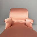 Chaise longue in raso rosa e legno dorato, 1800 ca.