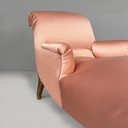 Chaise longue in raso rosa e legno dorato, 1800 ca.