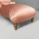 Chaise longue in raso rosa e legno dorato, 1800 ca.