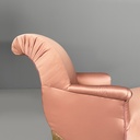 Chaise longue in raso rosa e legno dorato, 1800 ca.