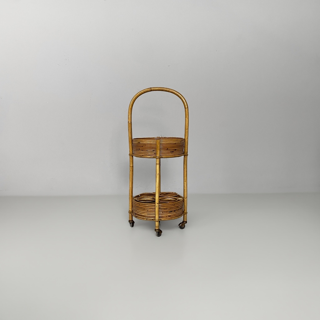 Carrello in bambù e rattan, 1960 ca. 