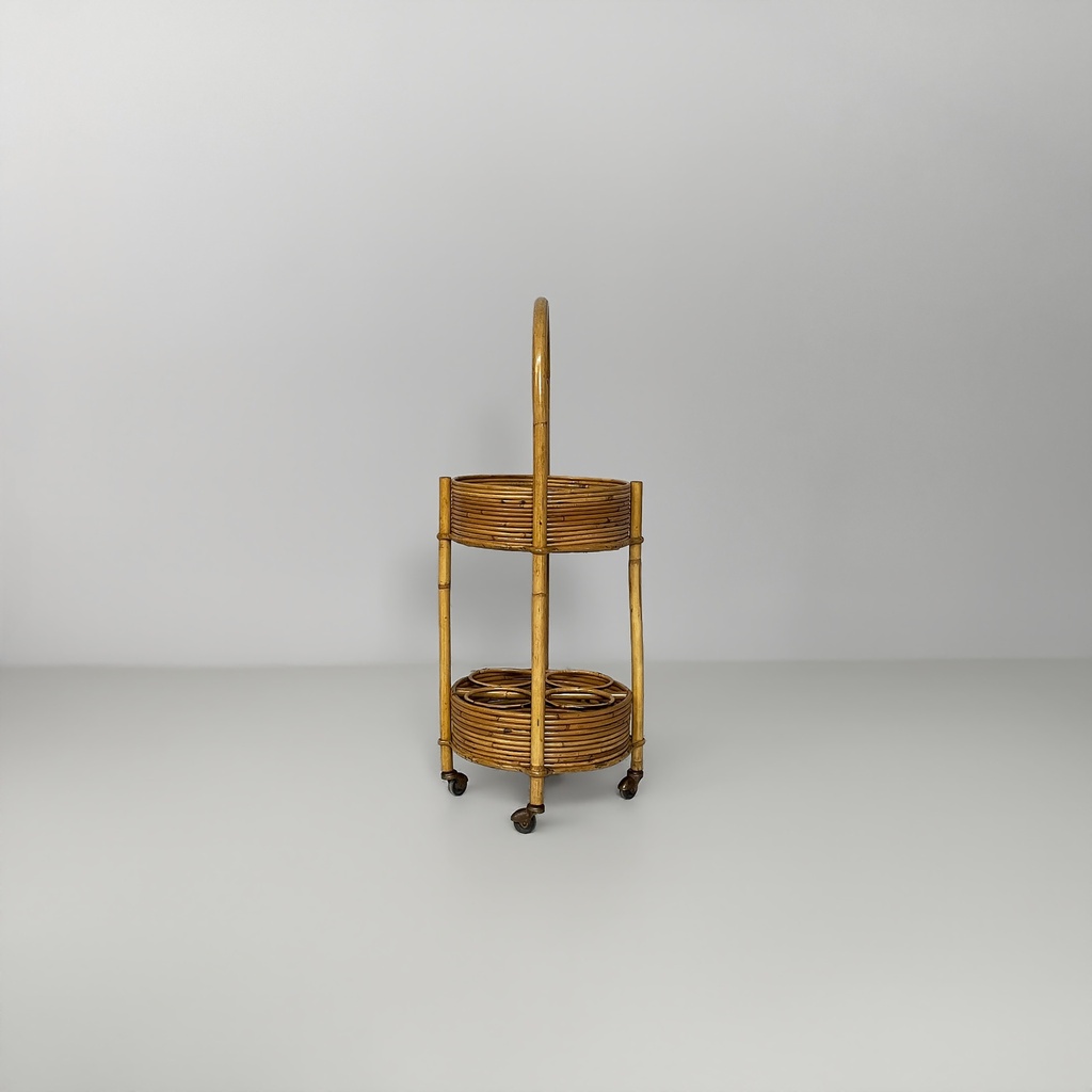 Carrello in bambù e rattan, 1960 ca. 