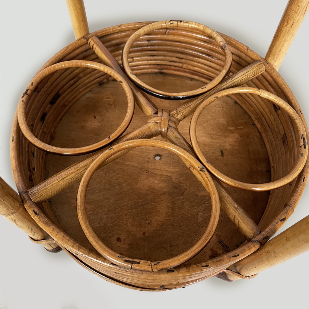 Carrello in bambù e rattan, 1960 ca. 
