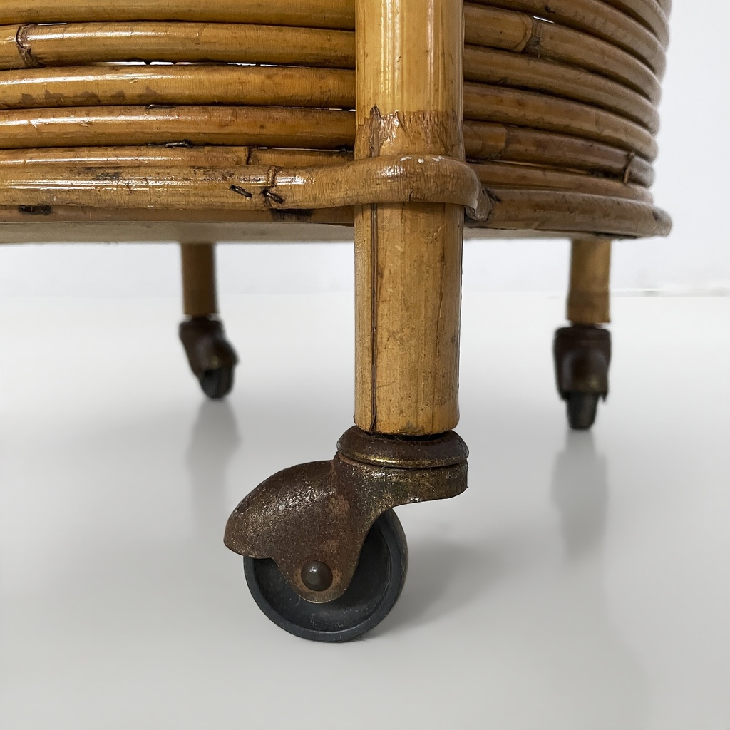 Carrello in bambù e rattan, 1960 ca. 