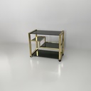 Carrello bar in ottone e vetro fumè, 1970 ca.