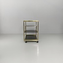 Carrello bar in ottone e vetro fumè, 1970 ca.