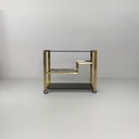 Carrello bar in ottone e vetro fumè, 1970 ca.