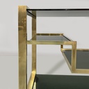 Carrello bar in ottone e vetro fumè, 1970 ca.