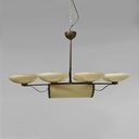 Lampadario in ottone e vetro, 1930 ca. 