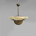 Lampadario in ottone e vetro, 1930 ca. 