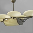 Lampadario in ottone e vetro, 1930 ca. 