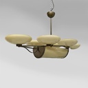 Lampadario in ottone e vetro, 1930 ca. 
