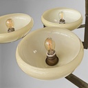 Lampadario in ottone e vetro, 1930 ca. 