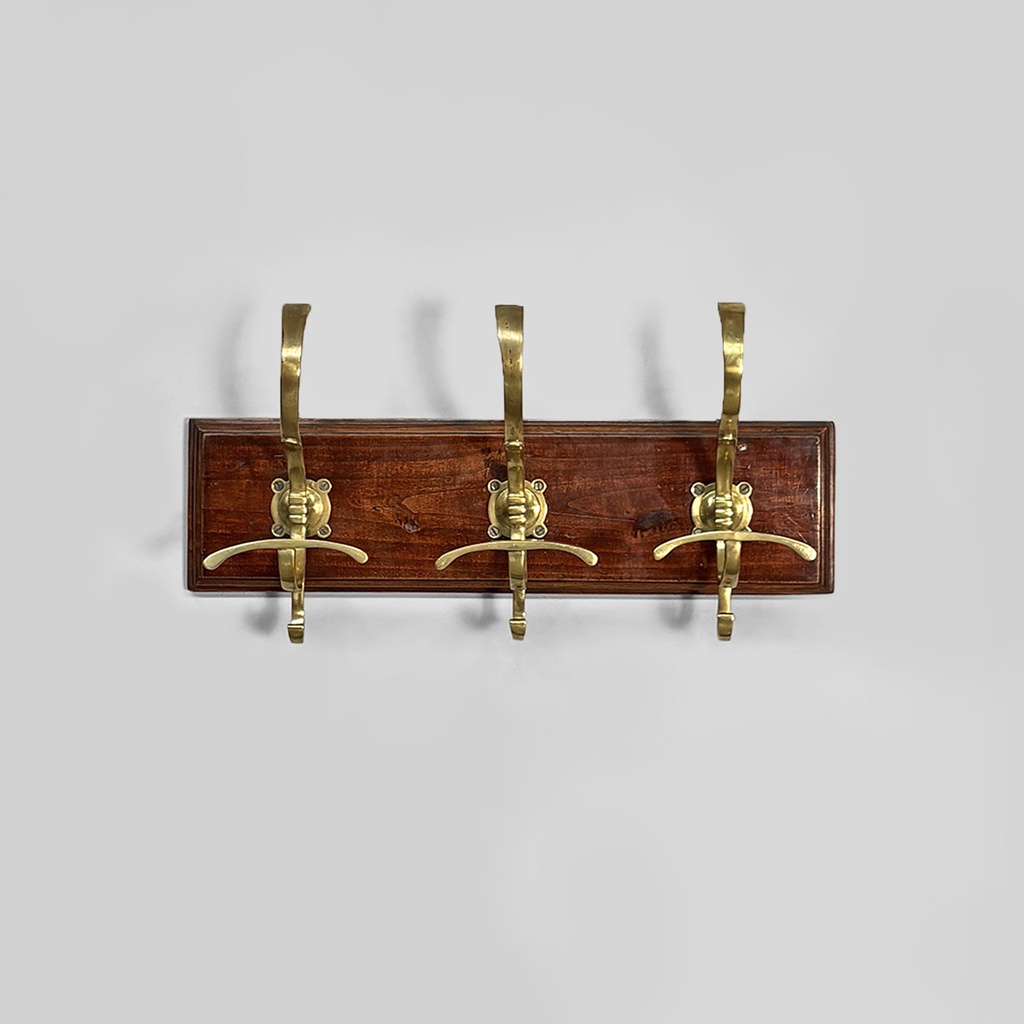 Appendiabiti da parete in legno e ottone, 1920 ca.