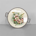 Vassoio con fiori in ceramica e metallo, 1920 ca.