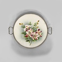 Vassoio con fiori in ceramica e metallo, 1920 ca.