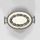 Vassoio con fiori in ceramica e metallo, 1920ca.