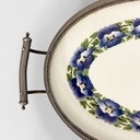 Vassoio con fiori in ceramica e metallo, 1920ca.