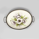 Vassoio con fiori in ceramica e metallo, 1920ca.