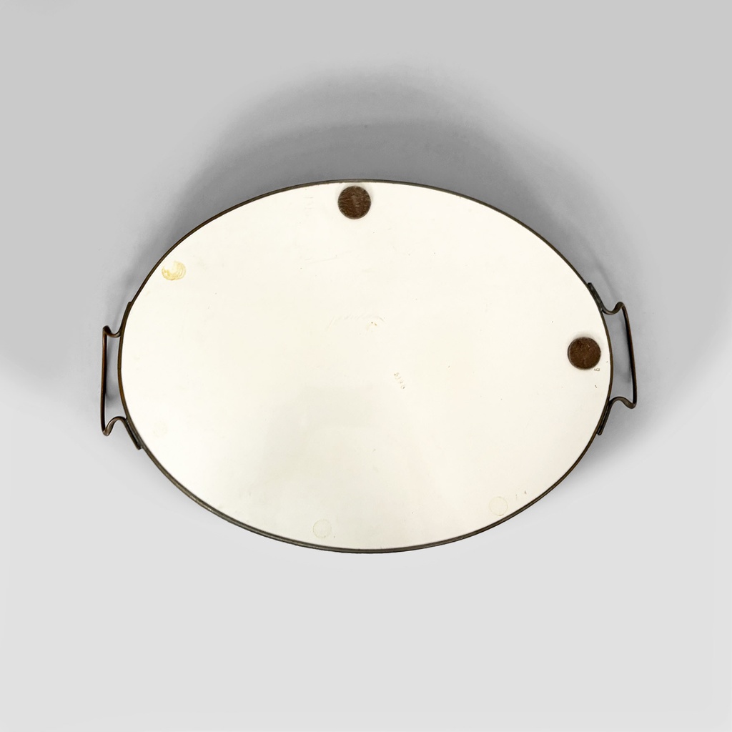 Vassoio con fiori in ceramica e metallo, 1920ca.