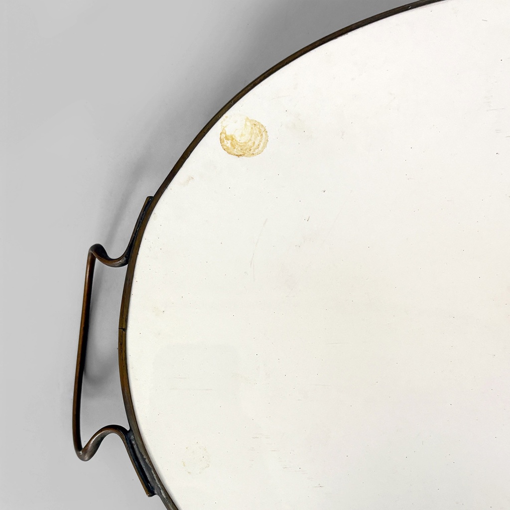 Vassoio con fiori in ceramica e metallo, 1920ca.