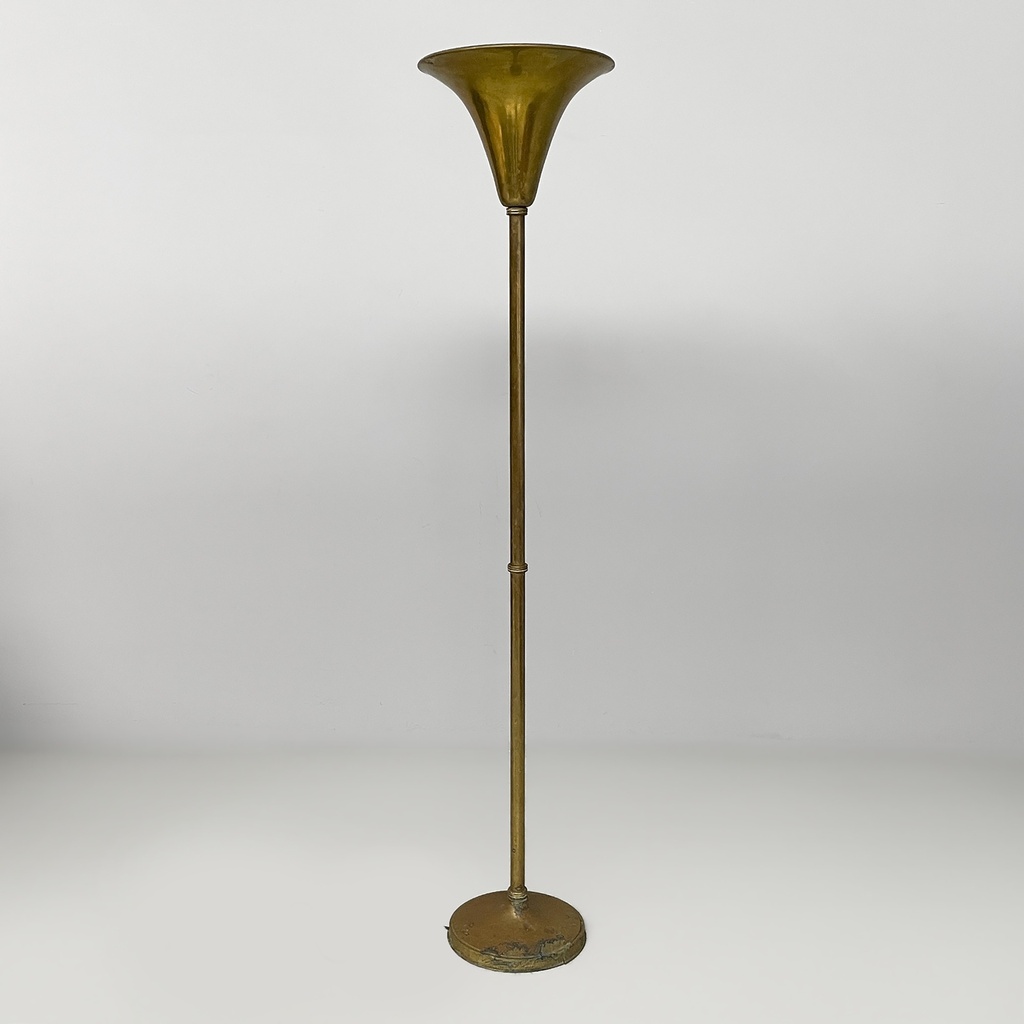 Lampada da terra in ottone, 1940 ca.