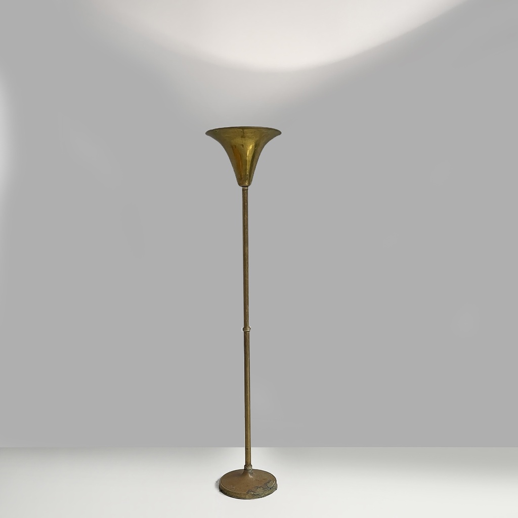 Lampada da terra in ottone, 1940 ca.