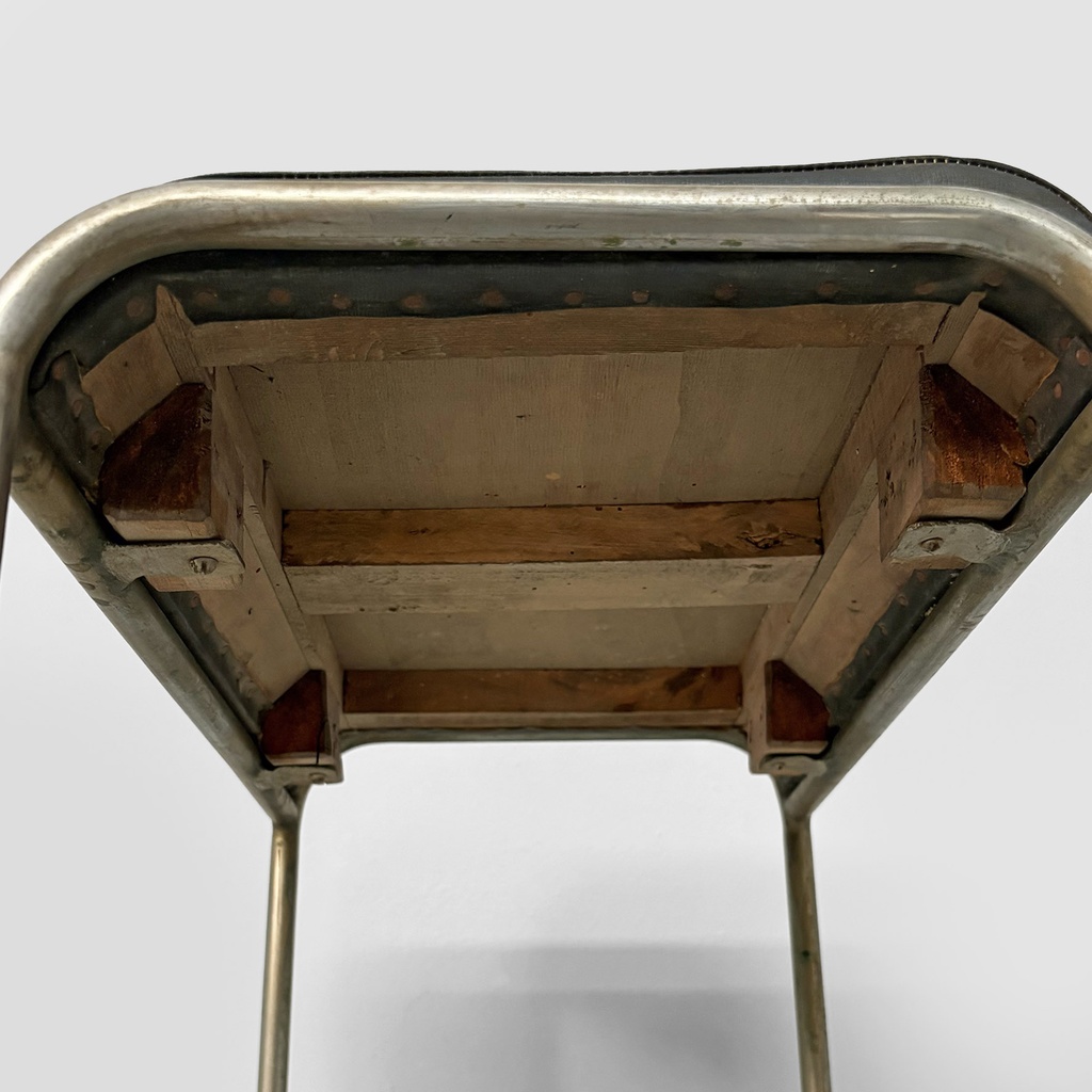 Sgabello in metallo e similpelle, 1930 ca. 