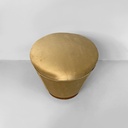 Pouf in velluto giallo e legno, 1930 ca.