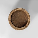 Pouf in velluto giallo e legno, 1930 ca.