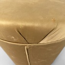 Pouf in velluto giallo e legno, 1930 ca.