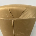 Pouf in velluto giallo e legno, 1930 ca.